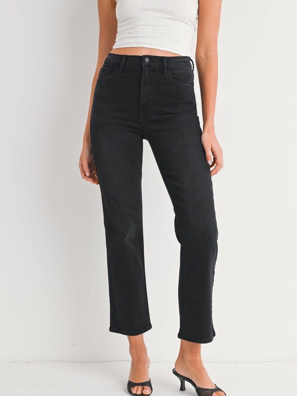 NWT Just Black Denim High Rise Stretchy Straight Denim in Washed Black